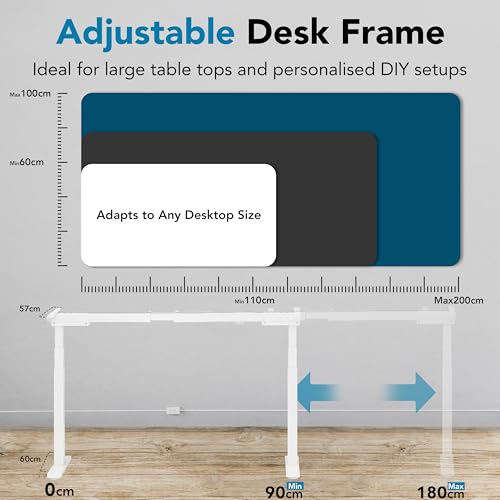 Image of Electric Height Adjustable Desk Frame | Dual Motor, 3-Stage | 120 kg Capacity, Matte Steel | 2-Year Warranty | Motorized Sit-Stand Desk Frame (Only Frame)