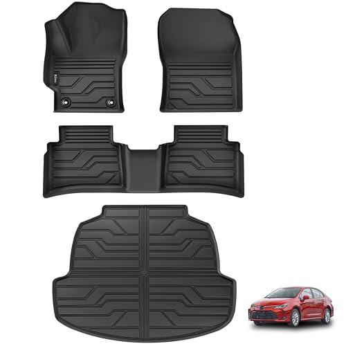 KARPAL Floor Mats Fit for Toyota Corolla 2020-2026 Sedan/Sedan Hybrid (Not for Hatchback and Cross) Custom Fit All Weather TPE Floor Liners 1st & 2nd Row & Cargo Liner Corolla Accessories