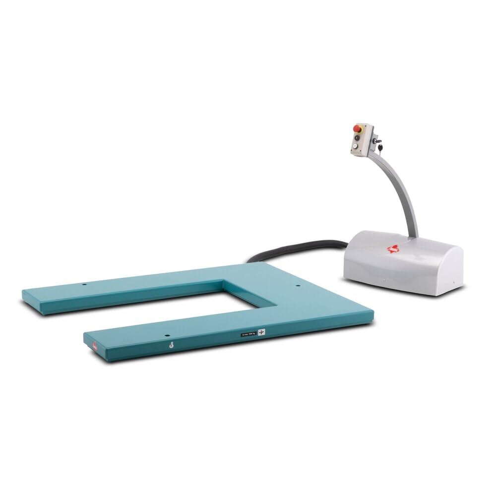 Ameise Elektro-Flach-Scheren-Hubtisch SLT mit Einfach-Schere | 1.000 kg Tragkraft | 80-840 mm Hubbereich | ergonomische und individuelle Greifhöhe | 1.450 x 1.140 mm U-förmige Plattform | Stahl