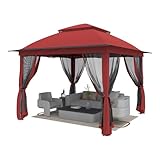 11'X11' Gazebo Pop Up with 4 Sidewalls Mosquito Netting, Heavy Duty Patio Gazebo Canopy Tent with Double Air Roofs for Backyards, Patios, Decks, Gardens, Parks