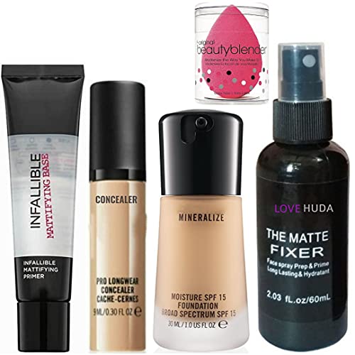 LOVE HUDA Professional Combo Waterproof Infallible Primer, Concealer, Matte Fixer...