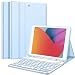 Produktbild FINTIE Tastatur Hülle für iPad 9 8 7 Generation (2021/2020/2019) 10.2 Zoll, 7-farbig beleuchtete abnehmbare Tastatur mit Schutzhülle, QWERTZ Layout, Himmelblau