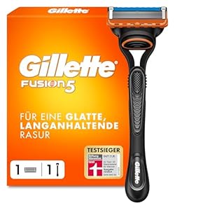 Gillette Fusion 5 Nassrasierer Herren, TESTSIEGER VON GILLETTE BEI STIFTUNG WARENTEST Rasierer + 1 Rasierklinge, mit Gleitstreifen für eine gründliche Rasur