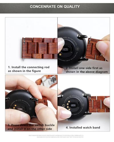 JUSUTEK Correa Reloj Pulsera 20mm Madera Natural Ligera miniatura 2