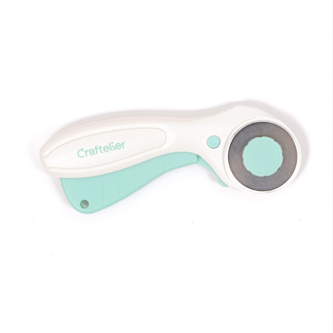 Craftelier Turquoise - Rotary Cutter For Scrapbooking And Craft Projects | Lock & Unlock Button Function | Blade Diameter 45 Mm - And White Colour