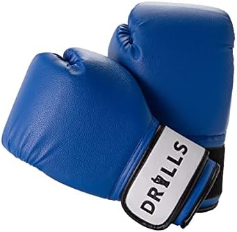 DRILLS Durable Boxing Training Gloves for Men, Women, & Kids who are Beginner and Advanced Boxers – Ideal for Kickboxing, MMA, Muay Thai, Sparring, Mitt Work, Punching Bag Workouts, 16 oz- Blue