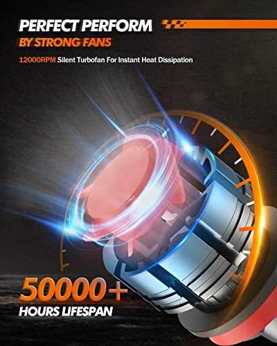 Image of SEALIGHT H11 /H8 /H9 LED Bulbs, 30,000LM Super Bright 6500K Cool White, 1:1 Mini Wireless Halogen Replacement Bulbs with Fan Cooling, Plug and Play, Pack of 2