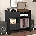 XINRONG Record Player Stand with Storage - Record Player Table Holds Up to 350 Albums, Mid Century Turntable Stand with Drawer, Vinyl Record Storage Cabinet for Living Room, Bedroom & Office Black