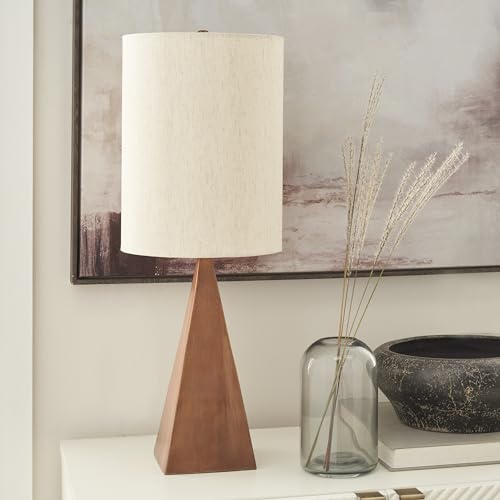 Lámpara de Mesa Triangular de Madera Acabado Cobre 21" miniatura 4