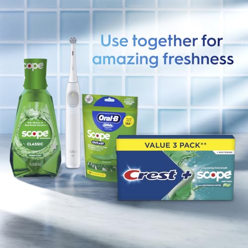 Crest + Scope Whitening Toothpaste - Pack of 3, 5.4 Oz Tubes - Anticavity Fluoride Toothpaste, Fresh Breath, Kills Germs - Tartar Protection, Enamel Protection - Minty Fresh Flavor - image 8