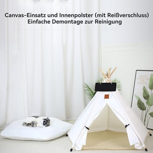 ShakubTipi Zelt für Haustiere,Katzen und Hunde Haustierzelte mit Kissen,Katzenzelt Hundezelt Abnehmbar und Waschbar,Hunde Tipi Katzentipi,Katzenhaus Indoor,Hundehaus für drinnen,70x50x60cm