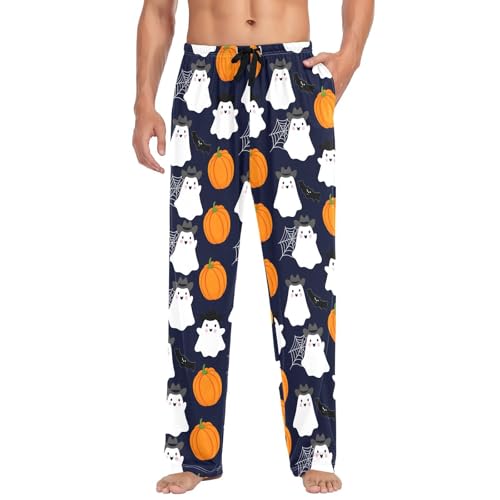 Spirits Wearing Cowboy Hats Men's Cotton Pajama Pants with Pockets and Drawstring Comfortable and Stylish,S