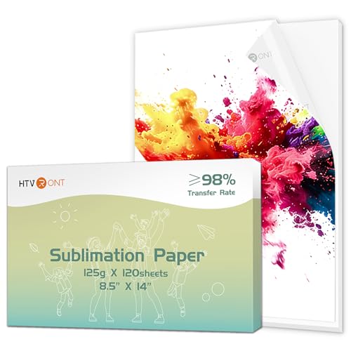Image of HTVRONT Sublimation Paper 8.5x14 Inch - 120 Sheets Easy to Transfer Sublimation Paper for T-shirts, Tumblers, Mugs (8.5x14)