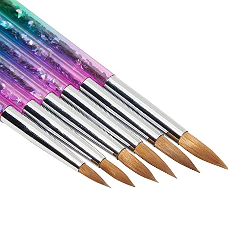 Thin Brushes For Nail Art, Rainbow Glitter Manicure Brush Set (6 Sizes, 6 Pieces) #TOP2