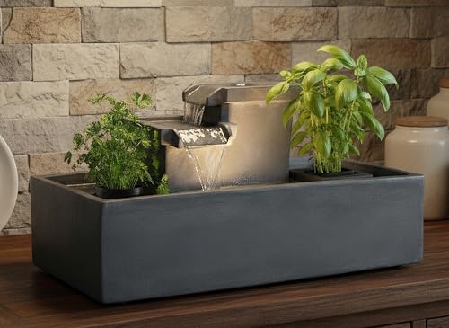 Zimmerbrunnen Springbrunnen mit Beleuchtung Gartenbrunnen Wohnzimmerdeko: 49x27 cm, mit...