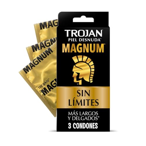 Trojan Condones Magnum Piel Desnuda Caja con 3 piezas. Más Largo y Más Ancho...
