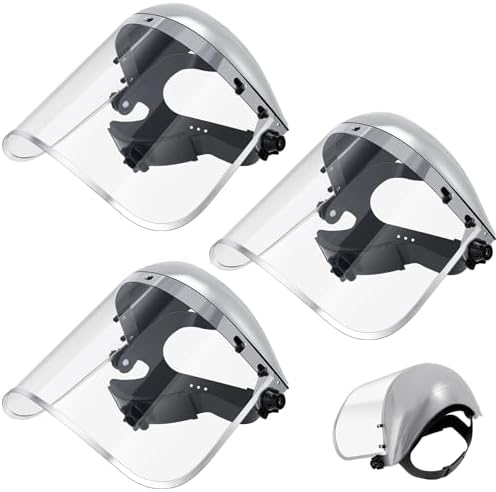 Full Face Shield 4-Pack Safety Face Shields With Ratchet Headgear
