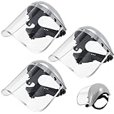 Copkim 3 Pack Safety Face Mask Shield for Grinding Clear Full Face Impact Resistant Safety PET Full Impact Resistant Mask Shield for Work Construction Cutting (Clear PET,Grey)