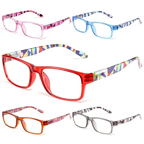 Gaoye 5-Pack Reading Glasses Blue Light Blocking, Spring Hinge Readers For Women Men Anti Glare Filter Lightweight Eyeglasses (5-Pack Mix Color 3,1.75) #TOP16