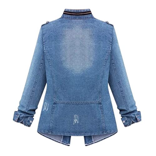 Yifun Denim Jacket For Women Casual All-Match Distressed Slim Long Sleeve Overcoat Jean Coats #TOP1