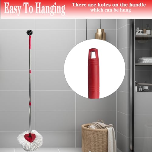 Image of Spin Mop Replacement Handle, 4-Section 30-to-58 inch Mop Replacement Stick Compatible with Ocedar Mop Handle for Easy Wring Mop Refills, Germany Screw Joint (Red 2 Pack)