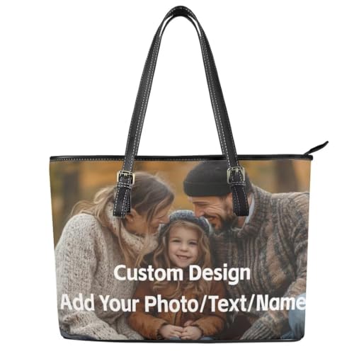 Image of Coldinair Christmas Leather Tote Bag for Women with Zipper Large Shoulder Tote Bag Shopping Casual Travel Bag Handbag Purse