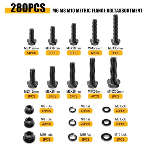 Image of weideer 3160PCS Metric Flange Bolt Assortment,Metric Screw Assortment,12.9 Alloy Hex Socket Head&10.9 Alloy Hex Button Head&10.9 Flange Hex Nuts and Bolts,M2 M3 M4 M5 (4-30mm) M6x1.0 M8x1.25 M10x1.5