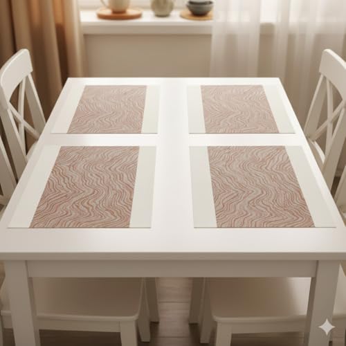 Image of YELONA Placemats Set of 4, Heat-Resistant Woven Vinyl Table Mats, Non-Slip & Washable Dining Tablemats for Kitchen & Dinner Decor, Walnut Brown (45cm x 30cm)