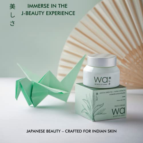 Image of Wa - Japan | Green Tea Face Cream | Hydrates & Rejuvenates | Super-5 Natural Extracts | Parabens, Silicones, Sulphates Free | All-Skin types | 50g | Light-Weight & Non-Greasy