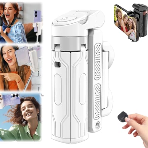 Pocket Flex Mini trípode, trípode de teléfono con Agarre Extensible de 360°, Control Remoto de la cámara de su teléfono, trípode Razunoth Mini JJ02, soporta hasta 2 kg (Blanco)