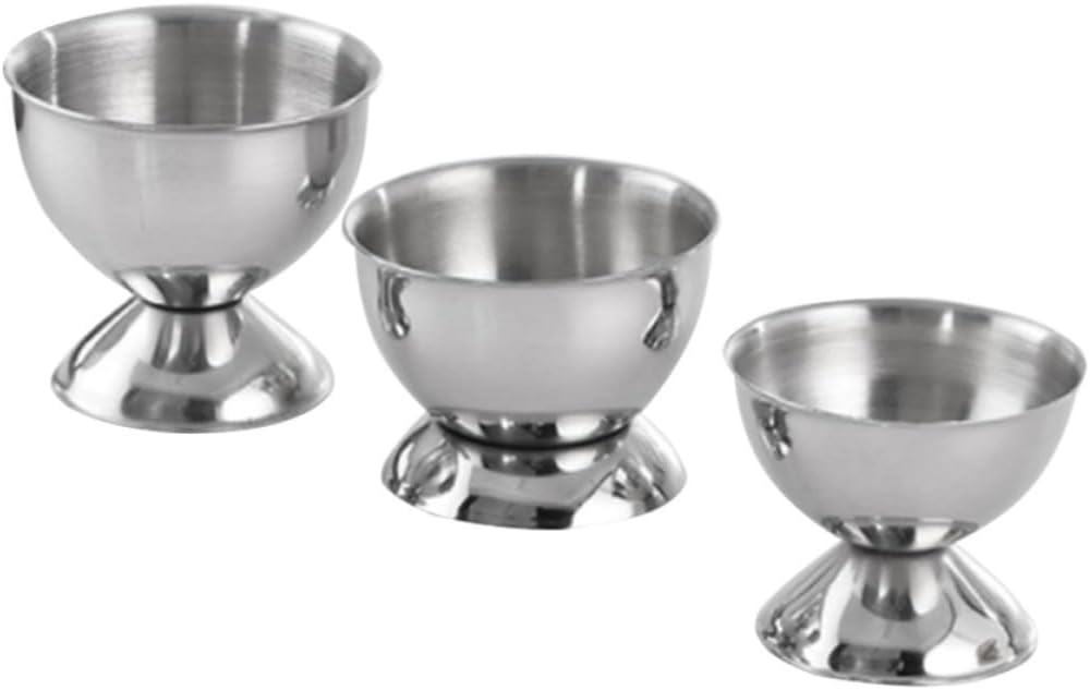 Egg Cup Holder Silver 3pcs Stainless Steel for Steamed Eggs