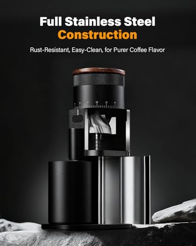 Image of SHARDOR All-Metal Single-Dose Coffee Grinder - Quiet DC Motor, Home-use Espresso Grinder, Burr Coffee Grinder, with 80 Settings and an LED Power Display,Black