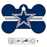 GoTags Personalized Dallas Cowboys Dog Tag, Brass Metal Bone Shape Pet ID Tag Engraved with Name and Custom...