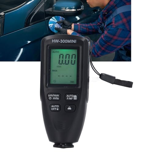Image of Zunate Coating Thickness Gauge 0-2000m, High Accuracy Digital Paint Meter with LCD Backlight, Auto Calibration for Car, Metal, Manufacturing (Black)