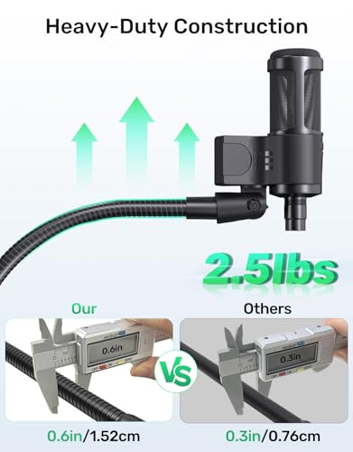 Image of 19 inch Flexible Gooseneck Mic Stand with Desk Clamp【Heavy Duty】 & with 2 Mic Holders, 1 /4 inch & 3 /8 inch Adapters,for Gaming, Live Streaming, Podcast, Conference, and Podium