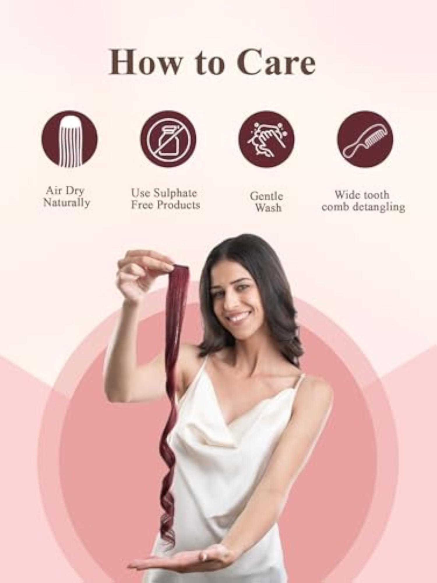 100% Natural Human Clip In Color Streaks, Punchy Plum