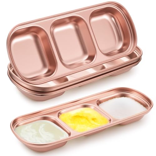 Image of 4 Pcs Esthetician Bowls Face Mask Tray Esthetician Supplies Stainless Steel Compartment Serving Tray Women Skincare Products Facial Bowl for Spa Salon Aesthetician Beauty, Nail Art (Rose Gold,Medium)