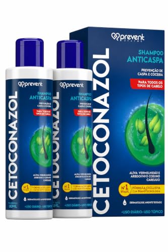 Kit 2 Shampoo Cetoconazol 2% Anticaspa 2x100ml - Alívio da Coceira Desde a 1ª Lavagem, Reduz Descamação e Vermelhidão do Couro Cabeludo - Tratamento Completo para Dermatite Seborreica e Fungos - Feito no Brasil