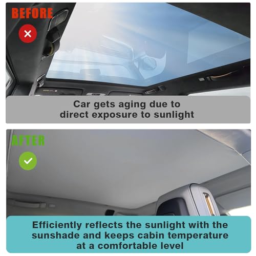 Image of BestEvMod Foldable Roof Sunshade Compatible with 2022-2025 2026 Rivian R1S Accessories Upgraded Heat Reflective Tech Accessories Sunroof Reflective Sun Shade(Front Only Grey)