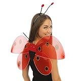 Couleur: rouge et noir P\'TIT Clown - 52310- Set de Coccinelle, Ladybug Set - Costume, Déguisement Adulte - Rouge et Noir, 38x45 cm - Serre-tête, Ailes - pour Carnaval, Soirées à Thèmes, Halloween, Cosplay - Unisexe