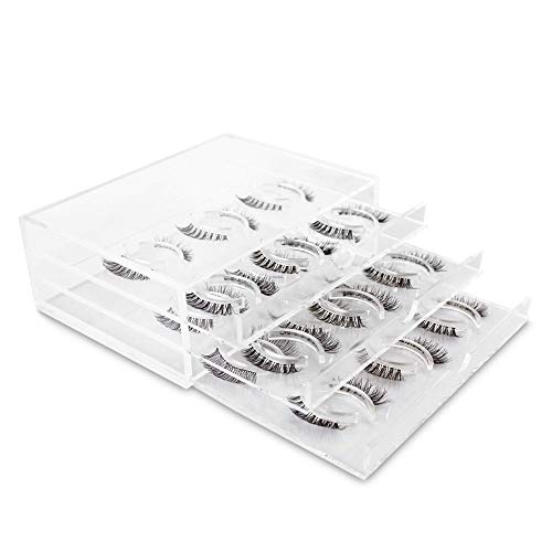 Golden Empire False Eyelash Organizer Box New Clear Acrylic 18 Pairs Set of 3 Layers (1 Box) GICCA Durable Makeup Box Women Gift for Her for her