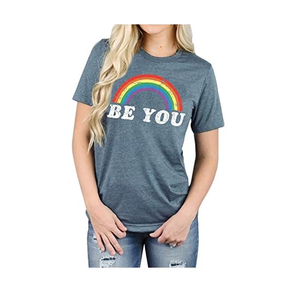 Rainbow-Shirt-Women-Pride-Shirt-Rainbow-Graphic-Tees-Shirts-Letter-Print-Casual-Short-Sleeve-Tops Rainbow Shirt Women Pride Shirt Rainbow Graphic Tees Shirts Letter Print Casual Short Sleeve Tops