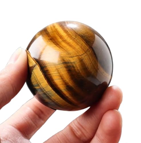 Tiger Eye Stone Crystal Ball Polished Gemstone Sphere Prop Ornament for Feng Shui Divination Fortune Telling Tabletop Fountain D