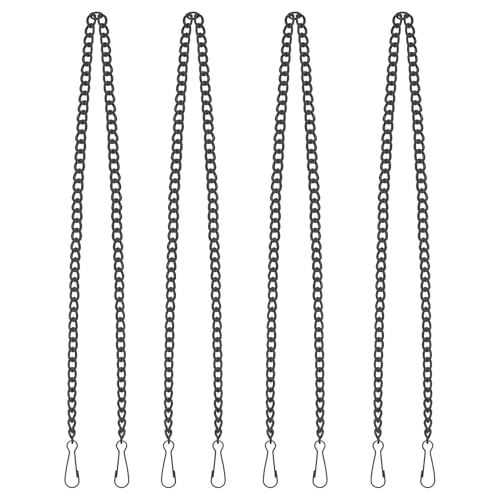 Image of SANGLE SOPFFY Stained Glass Window Hanging Chain,4 Pcs 30 Inch Black Metal Picture Hanging Chain Sunshine Catcher Stained Glass Window Panels Chains