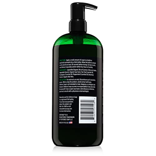 Defense Soap Peppermint Shower Gel | 100% Natural Organic Moisturizing Mint Tea Tree Body Wash, 32 Oz #TOP2