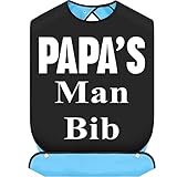 BWWKTOP Papa's Man Adult Bib With Crumb Catcher Gag Father Gift Adjustable Dining Eating Clothing Protectors For Adults Dad (Papa's Man Bib)
