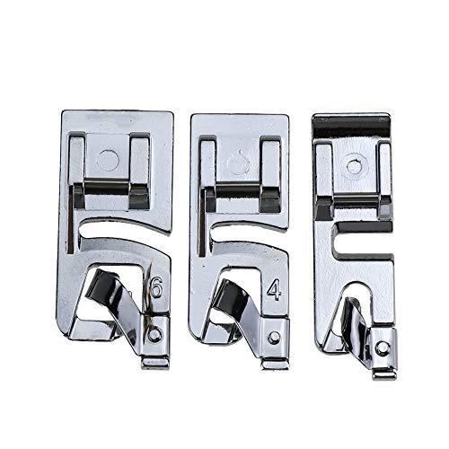 YOKOYAMA Narrow Rolled Hem Presser Foot, 3Pcs Presser Foot Set Suitable for Household Multi-Function Sewing Machines?3 mm, 4 mm, 6 mm?