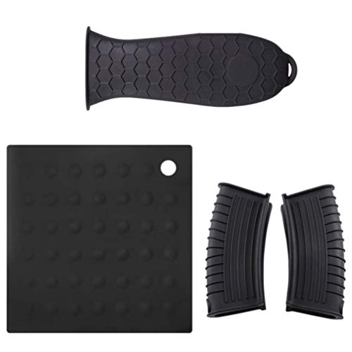 3 peças de silicone com alça quente resistente ao calor da Cabilock para frigideiras, frigideiras, f