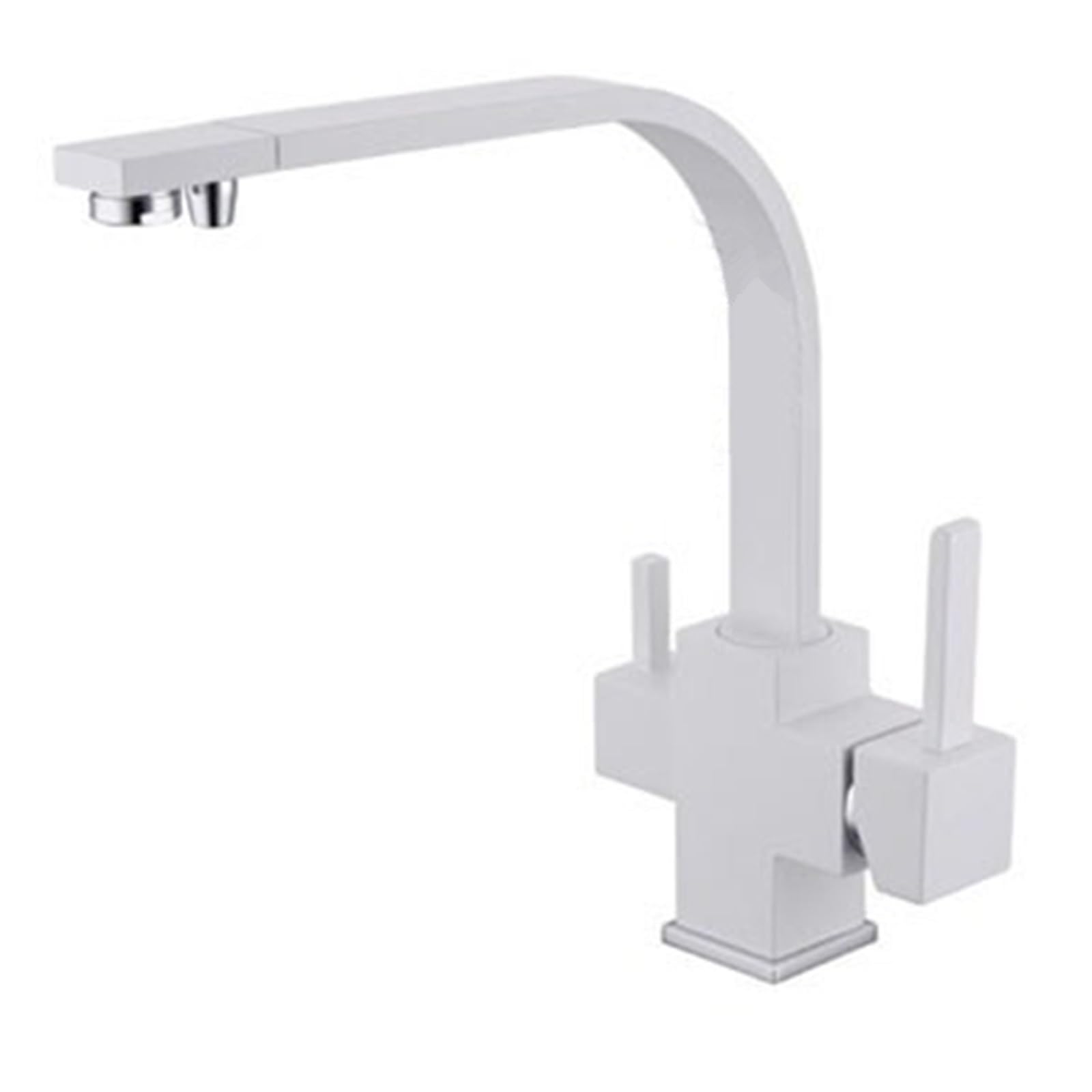 Zqfhsx Blanc Solid Copper 3 Way Water Filter Tap Square Swivel Sink Mixer Osmosis Ro-Water Tri Flow Kitchen Faucet(Color:clear)