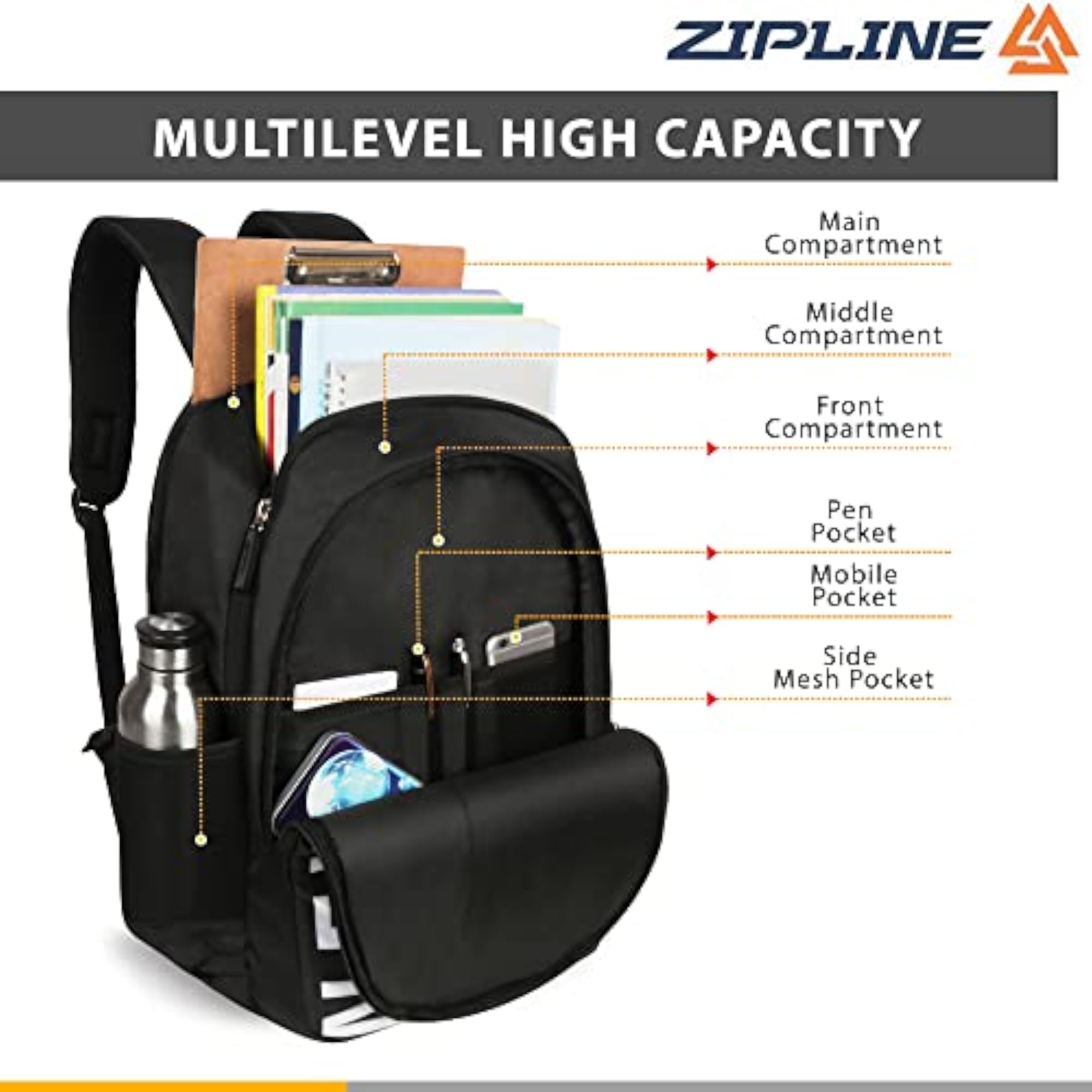 Water Resistant Casual Backpack for Boys & Girls, 35L